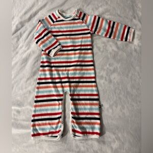 Toobydoo New York Striped Baby Jumpsuit - 12-18 mos - metal snap leg openings